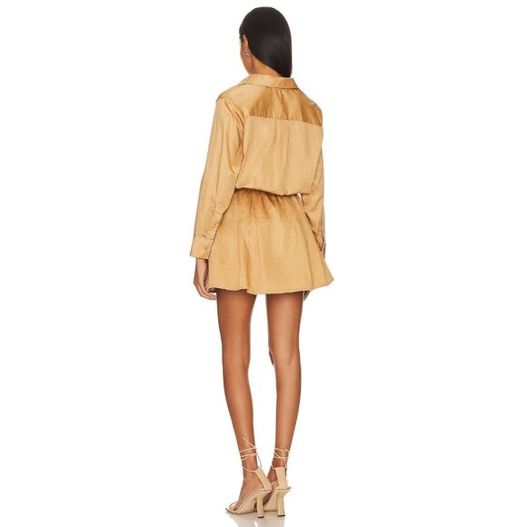 Karina Grimaldi Ranie Mini Dress in Doe Medium New Womens Aline Shirtdress - Picture 2 of 10